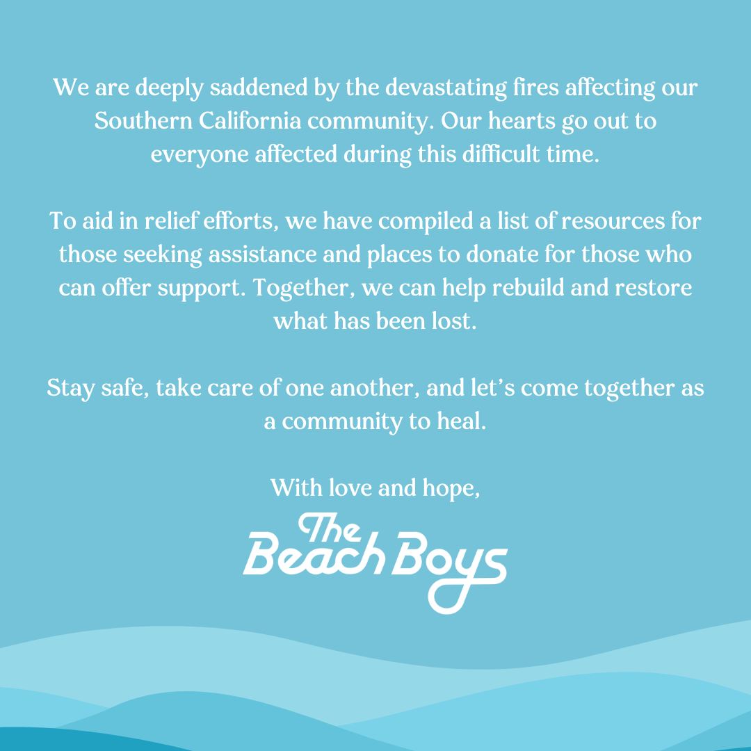 Beach Boys Los Angeles wildfires relief statement